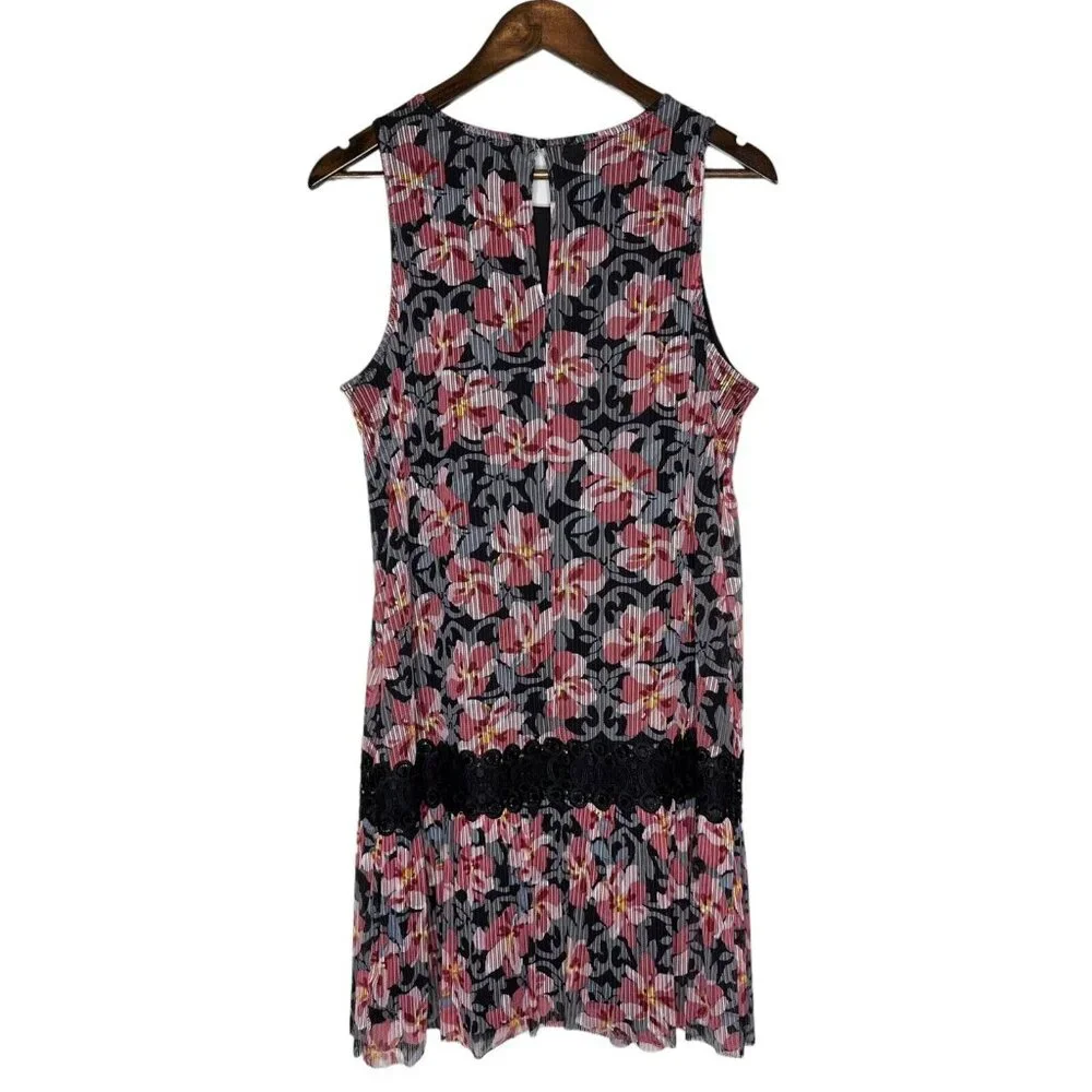 Loft Outlet NWT Pink and Black Floral‎ Mini Dress Size 10